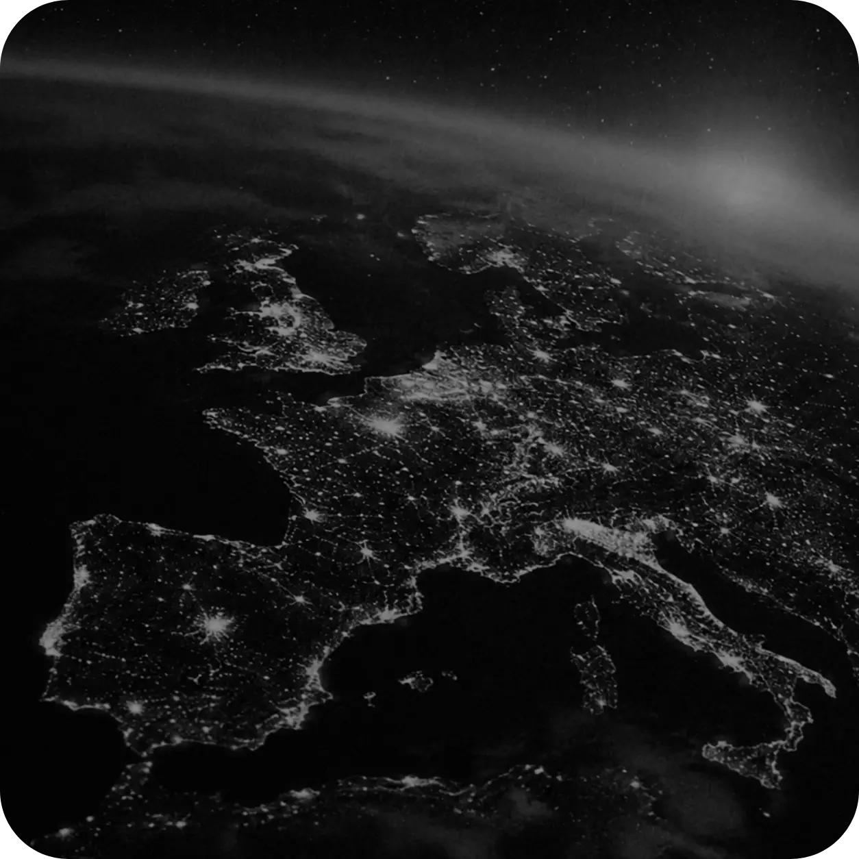 Europe at night from space